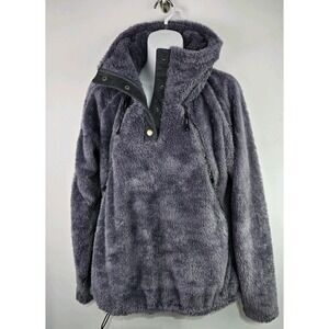 Kuhl Flight Fleece Pullover Hooded Gray Sweatshirt Jacket Womens XL Snap Pockets